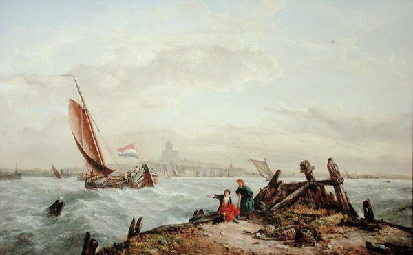 Utenfor en nederlandsk havn av John James Wilson