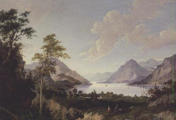 Landskap med innsjø og fjell av John Knox