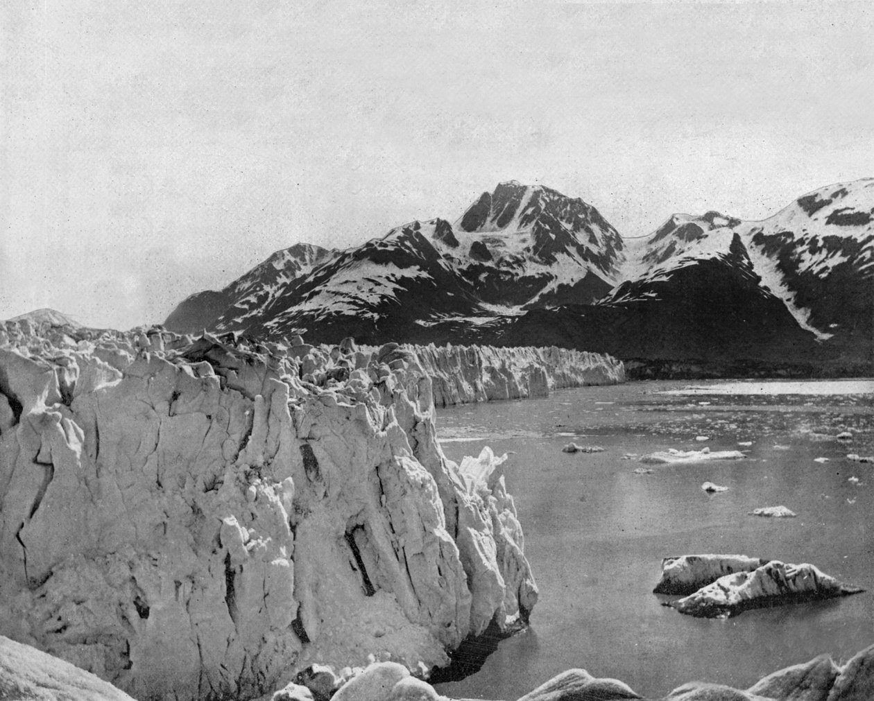 Muir-breen i Alaska (s/hvitt bilde) av John Lawson Stoddard