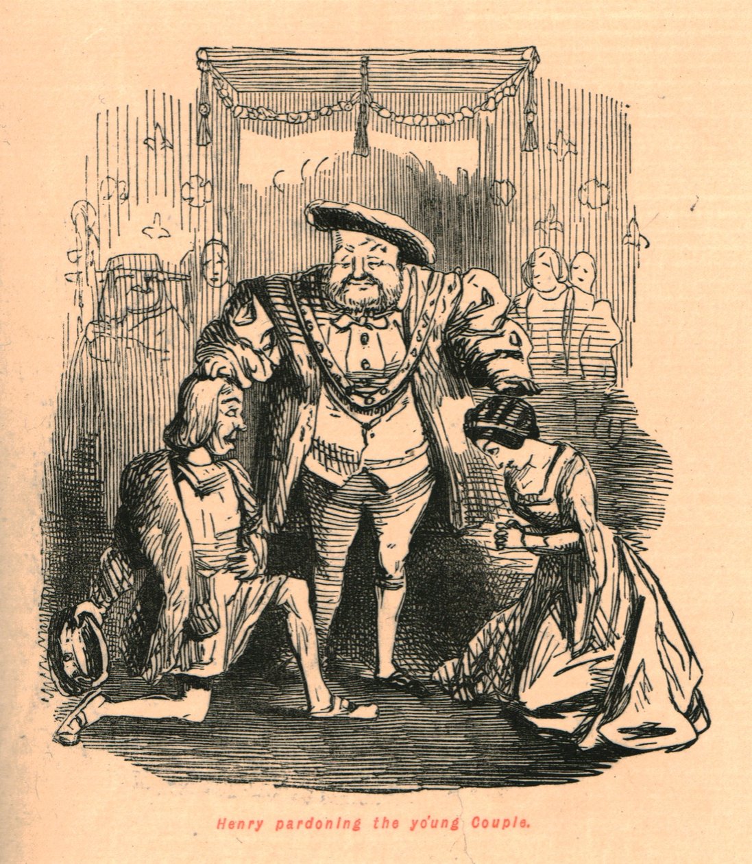 Henry benåder det unge paret, 1897. av John Leech