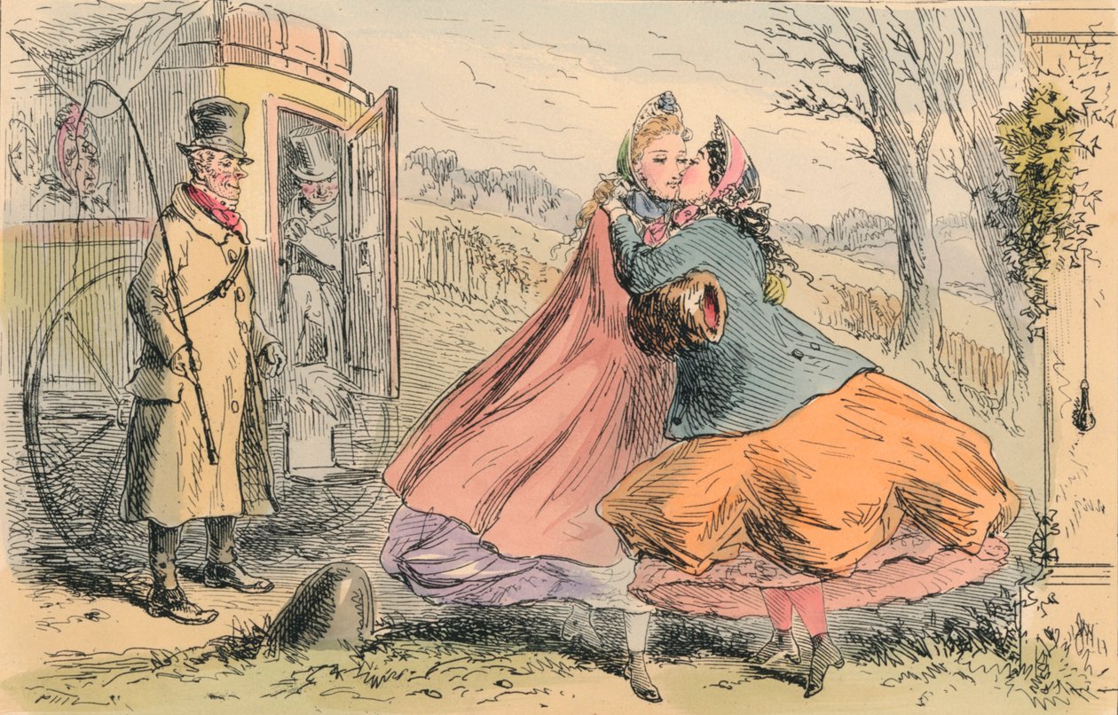 Frøken Shannons ankomst til Baldon Hall, 1855. av John Leech