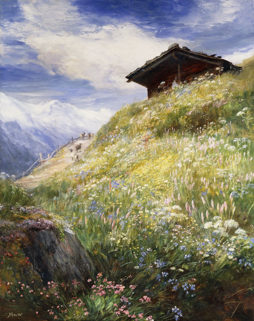 An Alpine Meadow, Sveits, av John MacWhirter