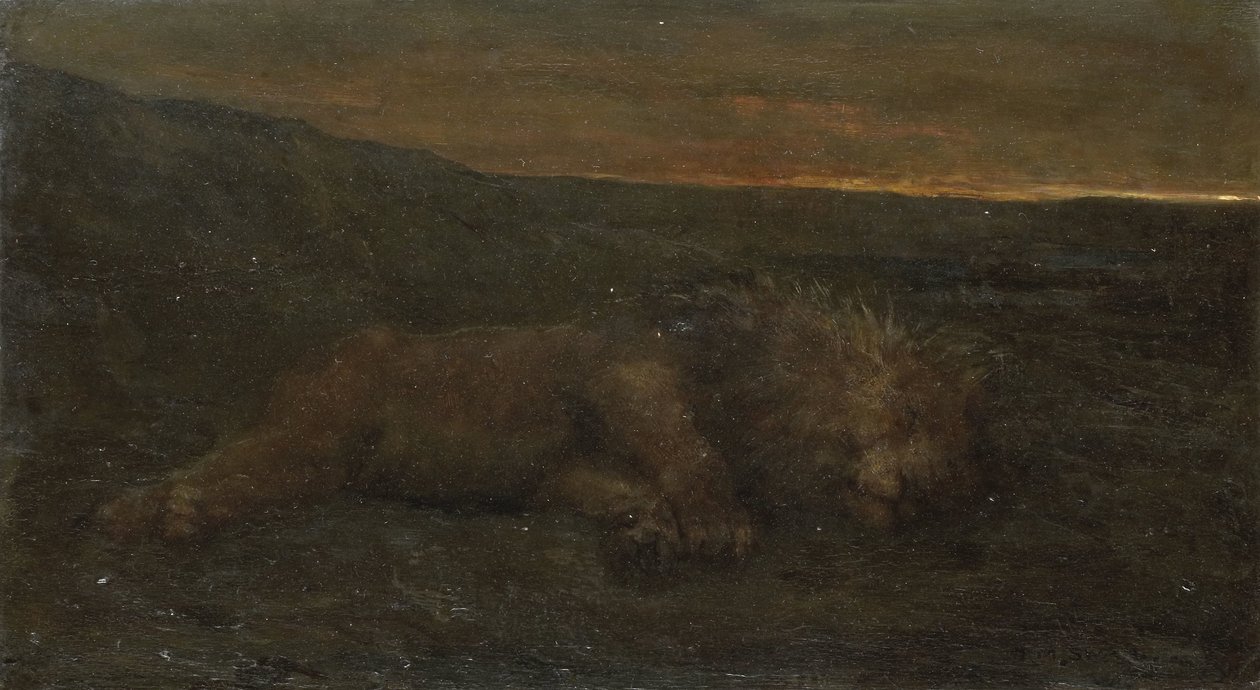 Sovende løve om natten av John Macallan Swan