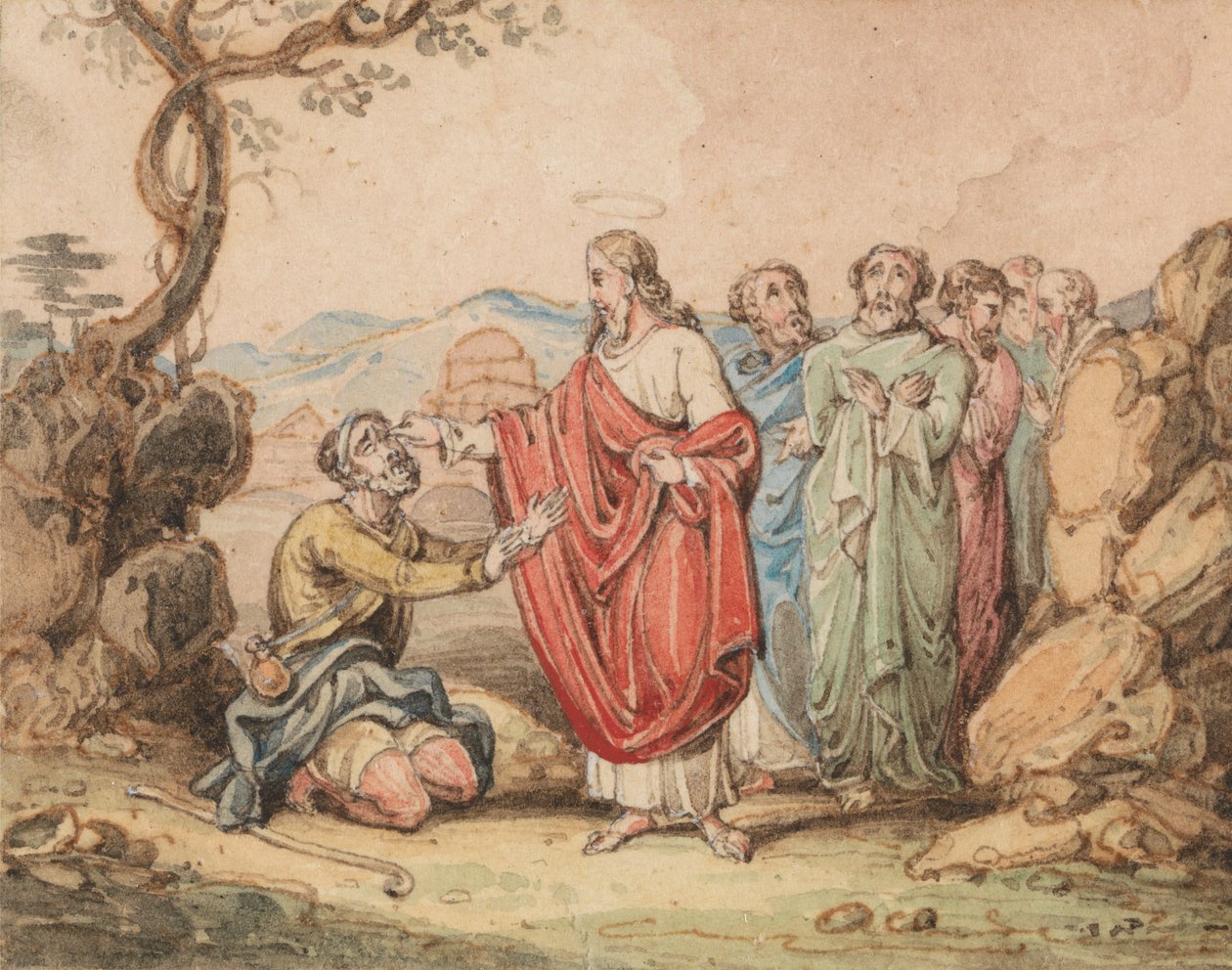 Kristus helbreder en blind mann av John Martin