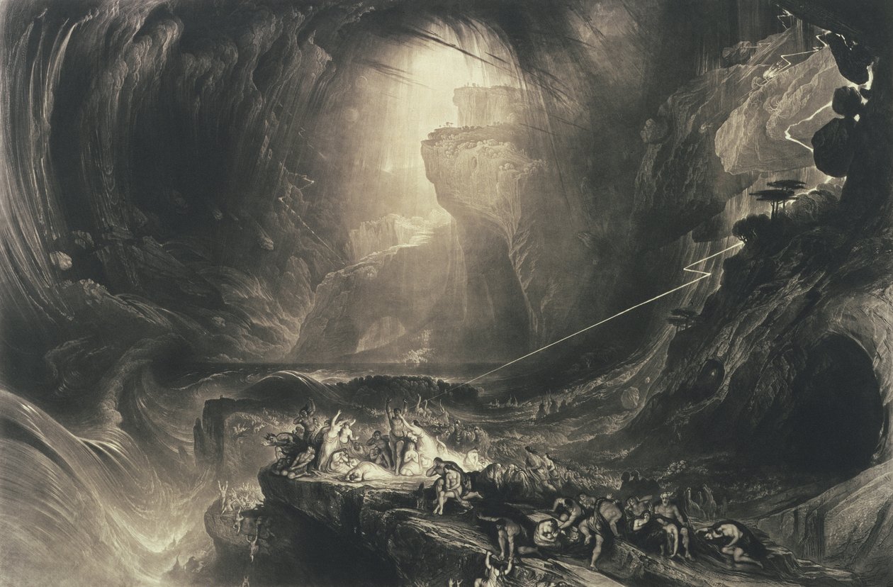 The Deluge, 1828 (mezzotint med etsning) av John Martin