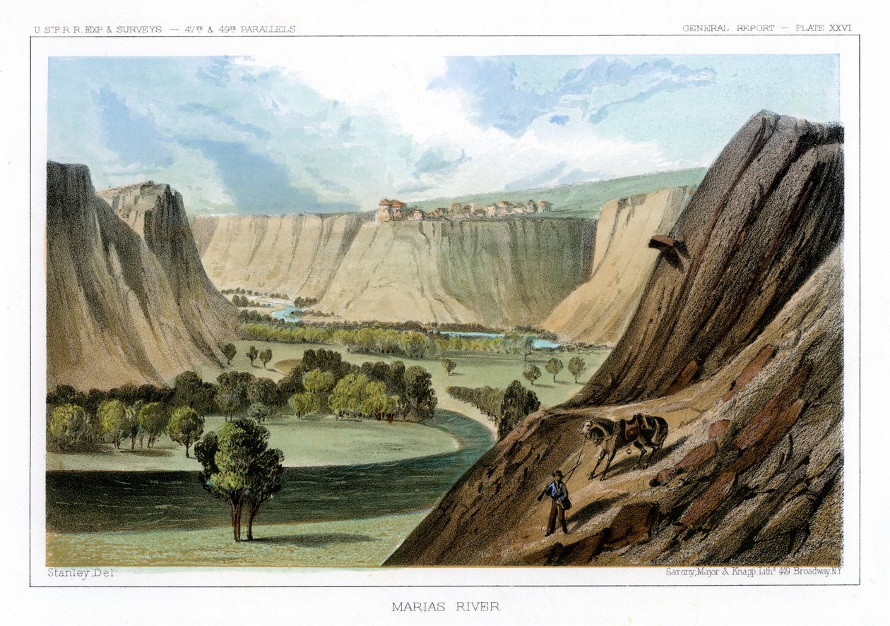Marias-elven, Montana, USA, 1856. av John Mix Stanley