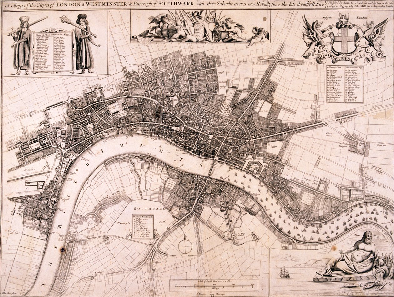 Kart over London, c1680 av John Oliver