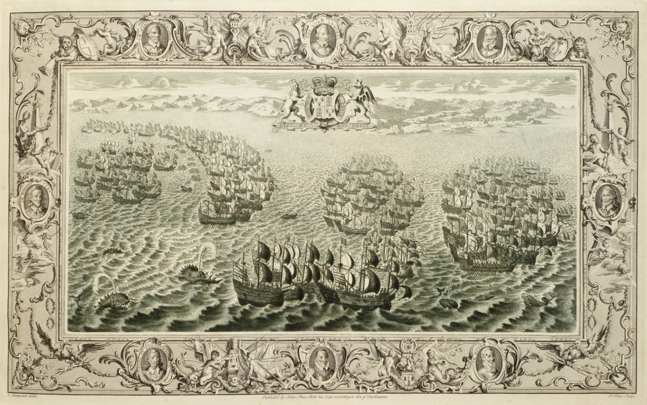 Armada (gravering fra et billedvev), 1739 av John Pine