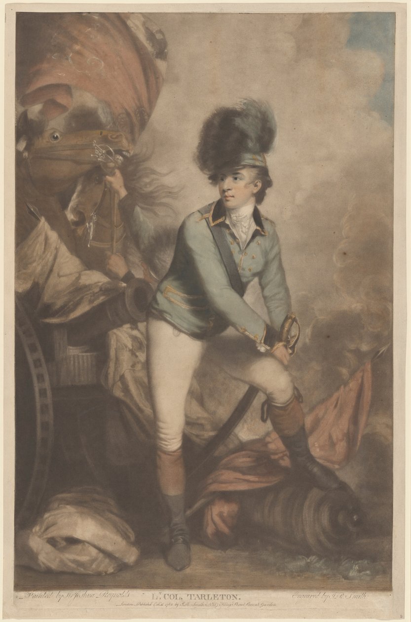 Oberstløytnant Tarleton, publisert 1782. av John Raphael Smith