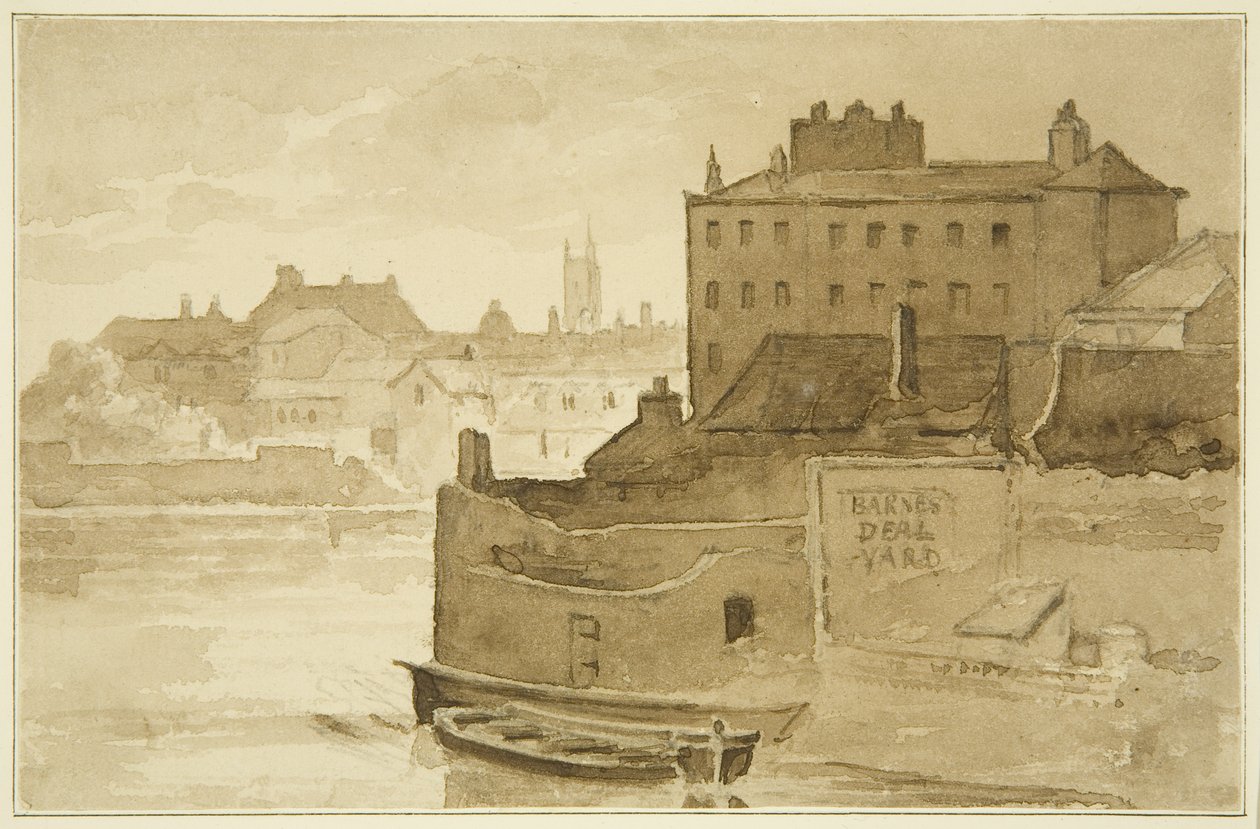 Flytende havn, ved Counterslip (tegning, akvarell) av John Reverend Eden
