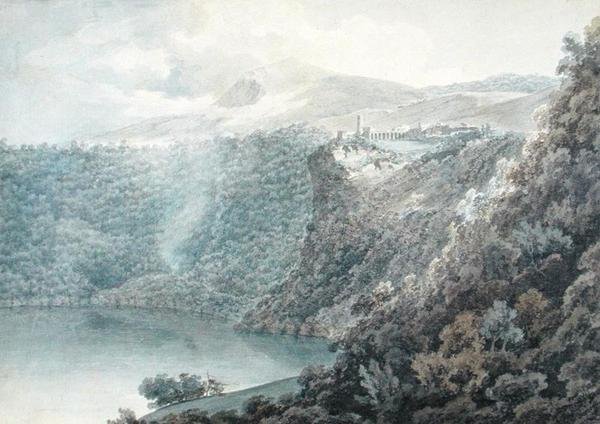 Innsjøen og byen Nemi av John Robert Cozens