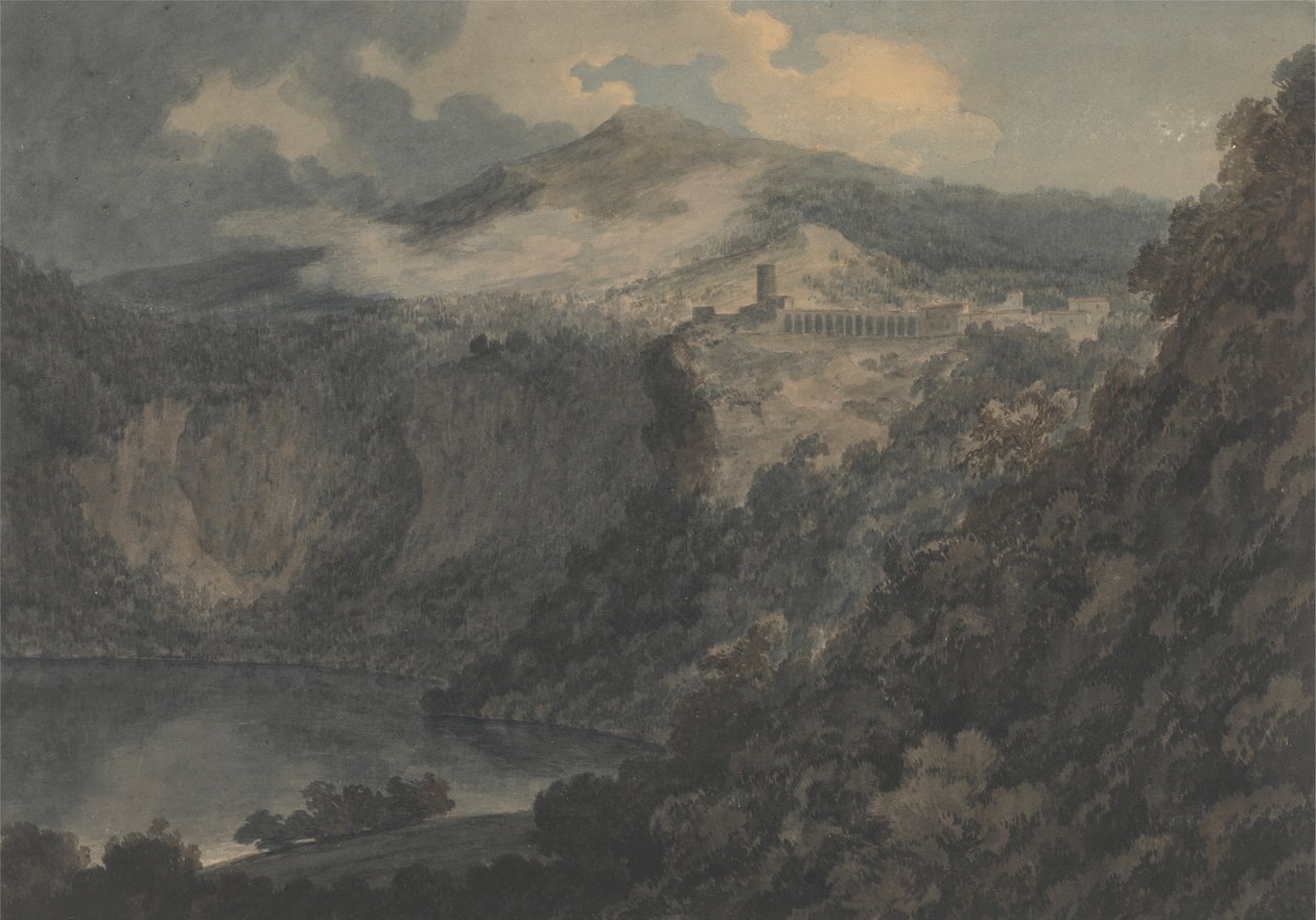 Innsjøen og byen Nemi av John Robert Cozens