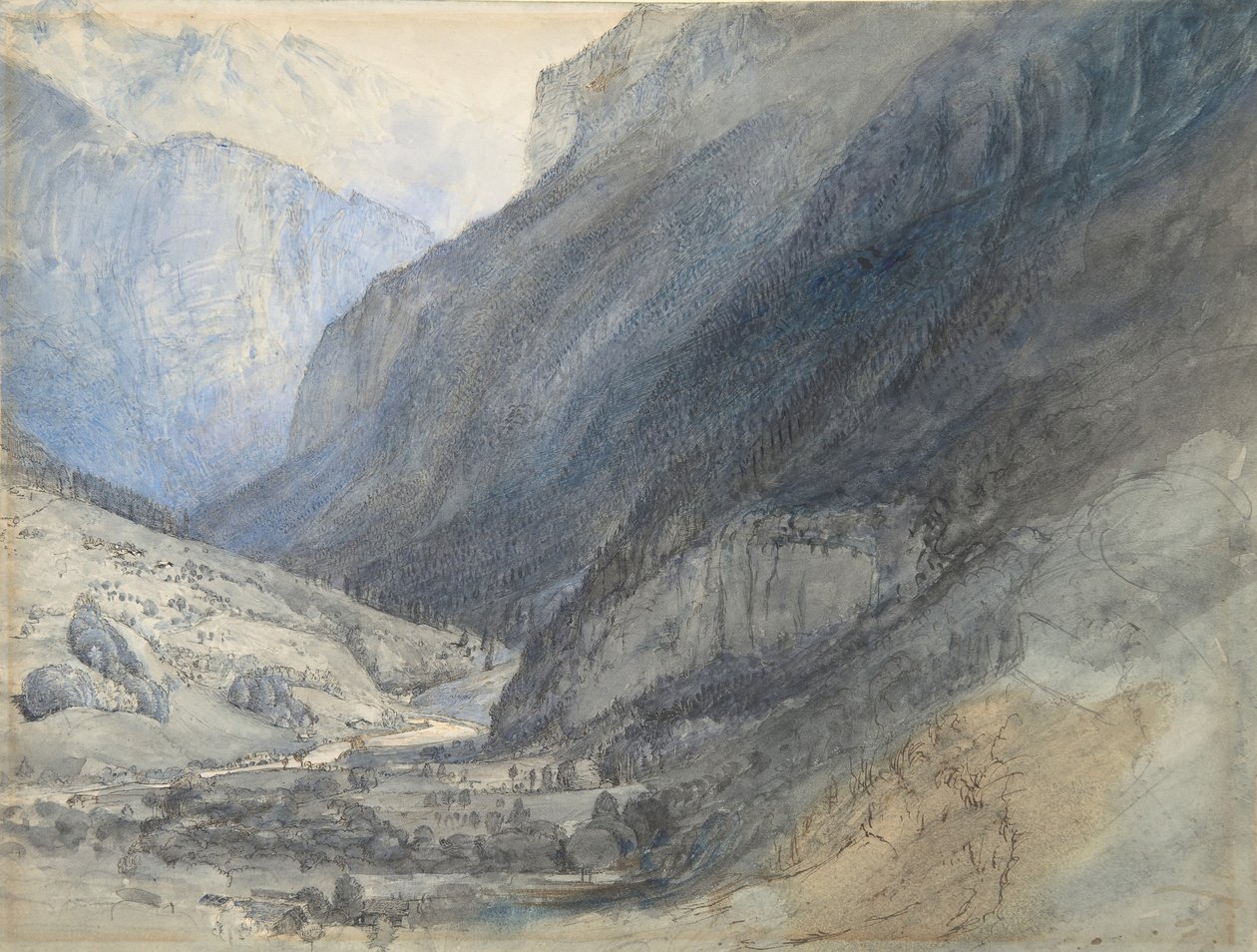 The Valley of Lauterbrunnen, Sveits, ca. 1866. av John Ruskin
