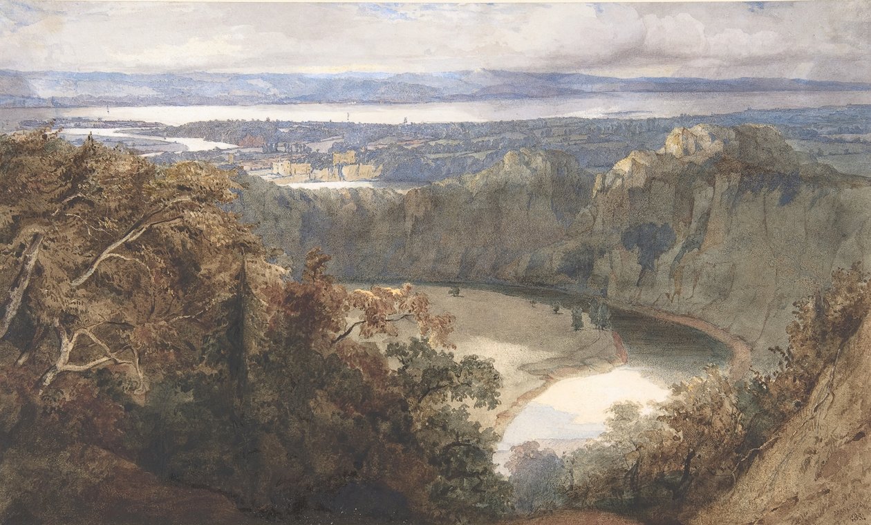 Utsikt over Chepstow, Wales, 1834. av John Scarlett Davis
