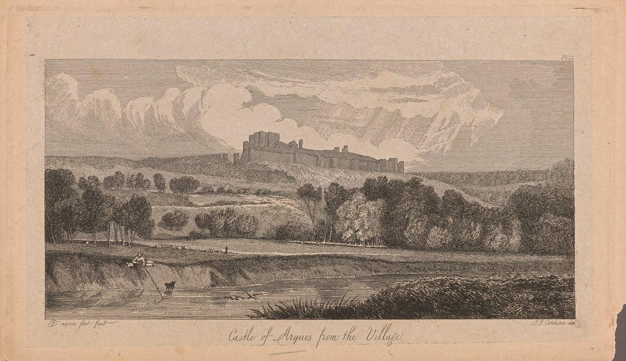 Castle of Argues fra landsbyen av John Sell Cotman