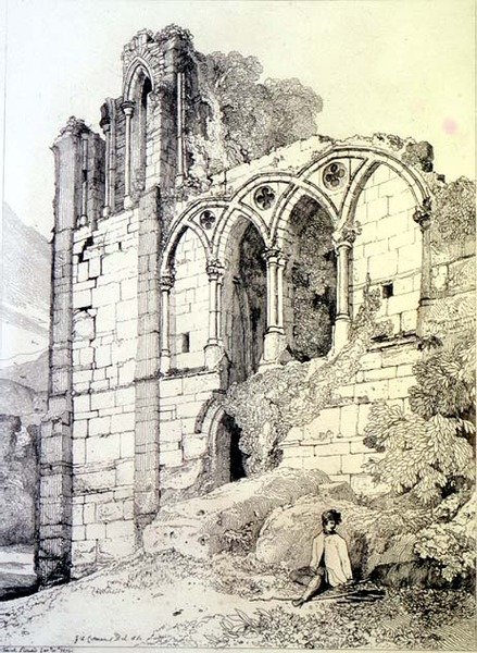 Easeby Abbey, Yorkshire, ca. 1811 (radering) av John Sell Cotman