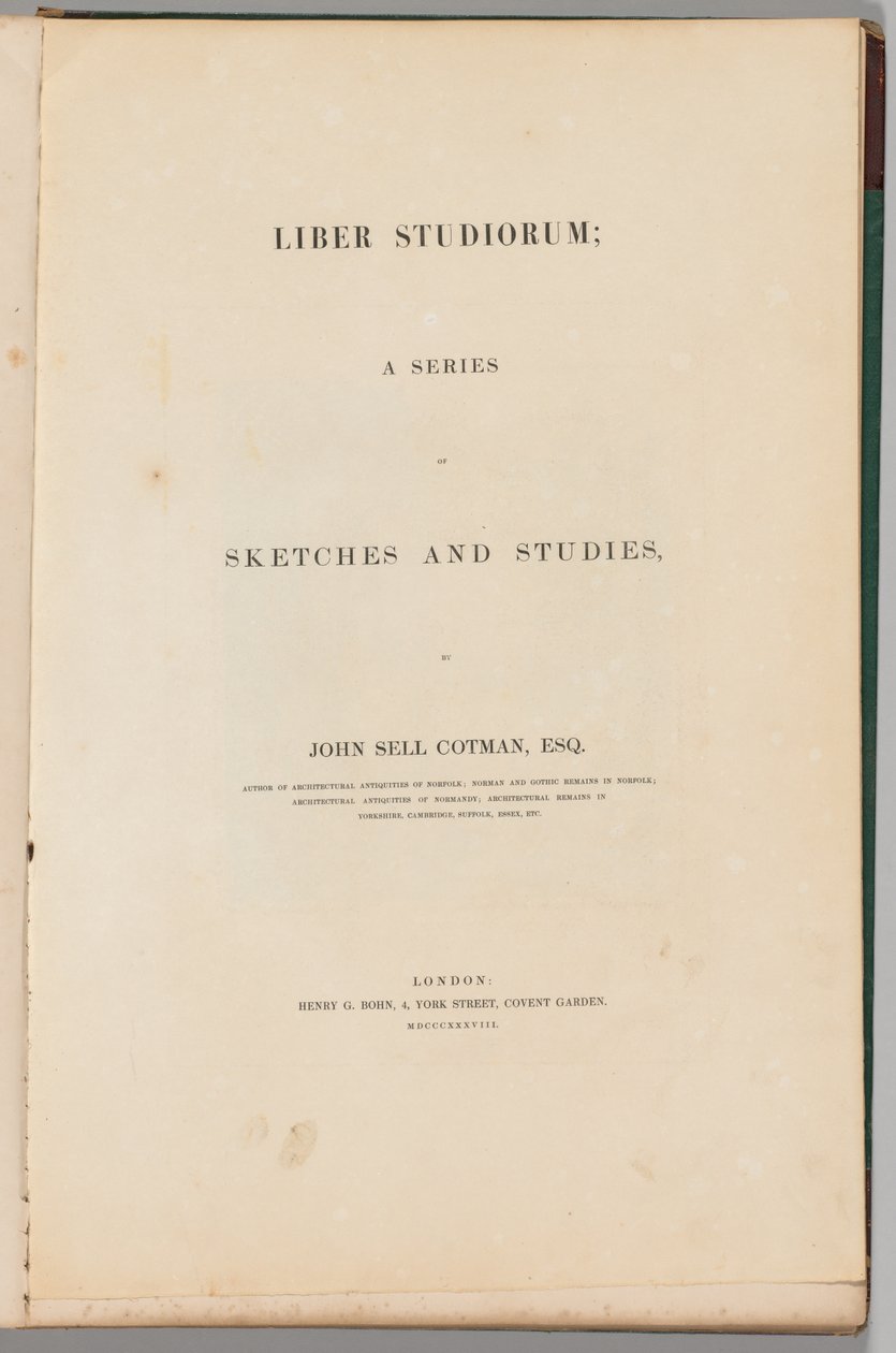 Studiebok: Tittelside, 1838 av John Sell Cotman
