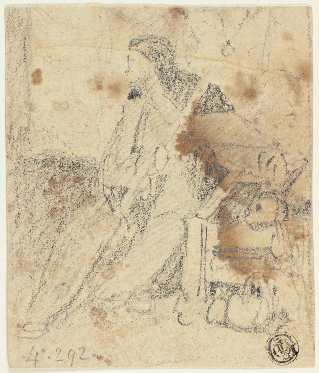 Skisse av skuespiller sittende av John Sell Cotman
