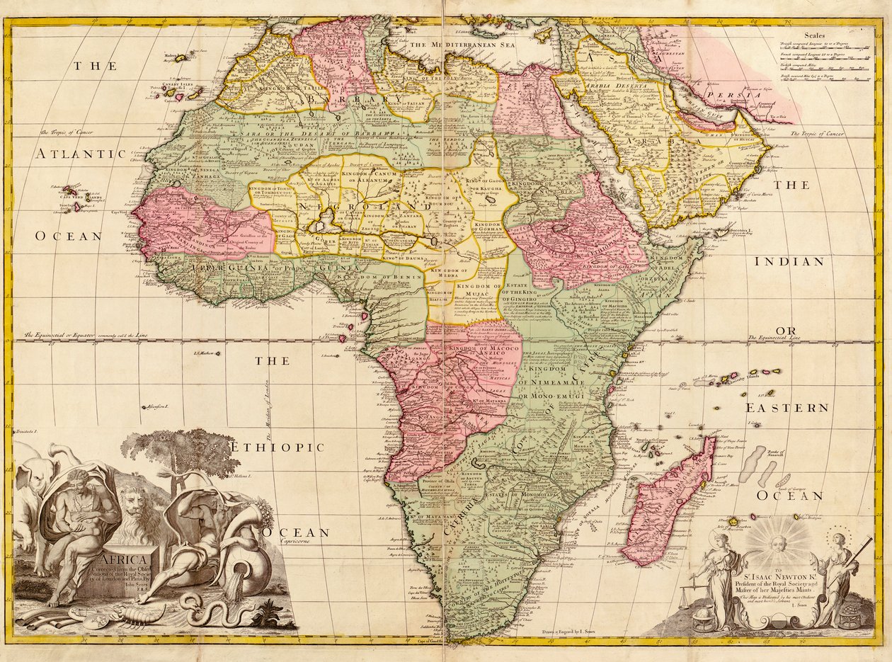 Afrika, fra moderne geografi, ca. 1725 av John Senex