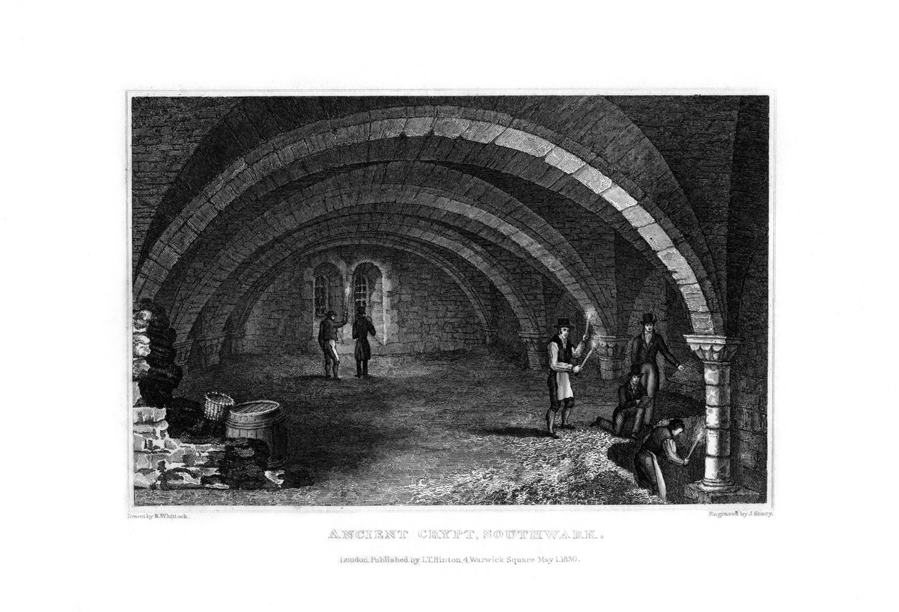 Ancient Crypt, Southwark, 1830. av John Shury
