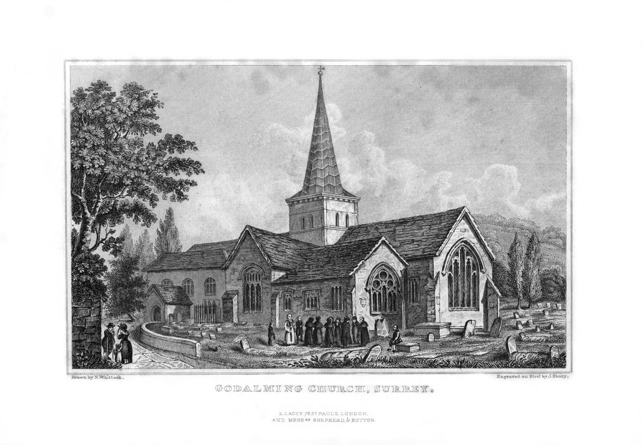 Godalming kirke, Surrey, 1829. av John Shury