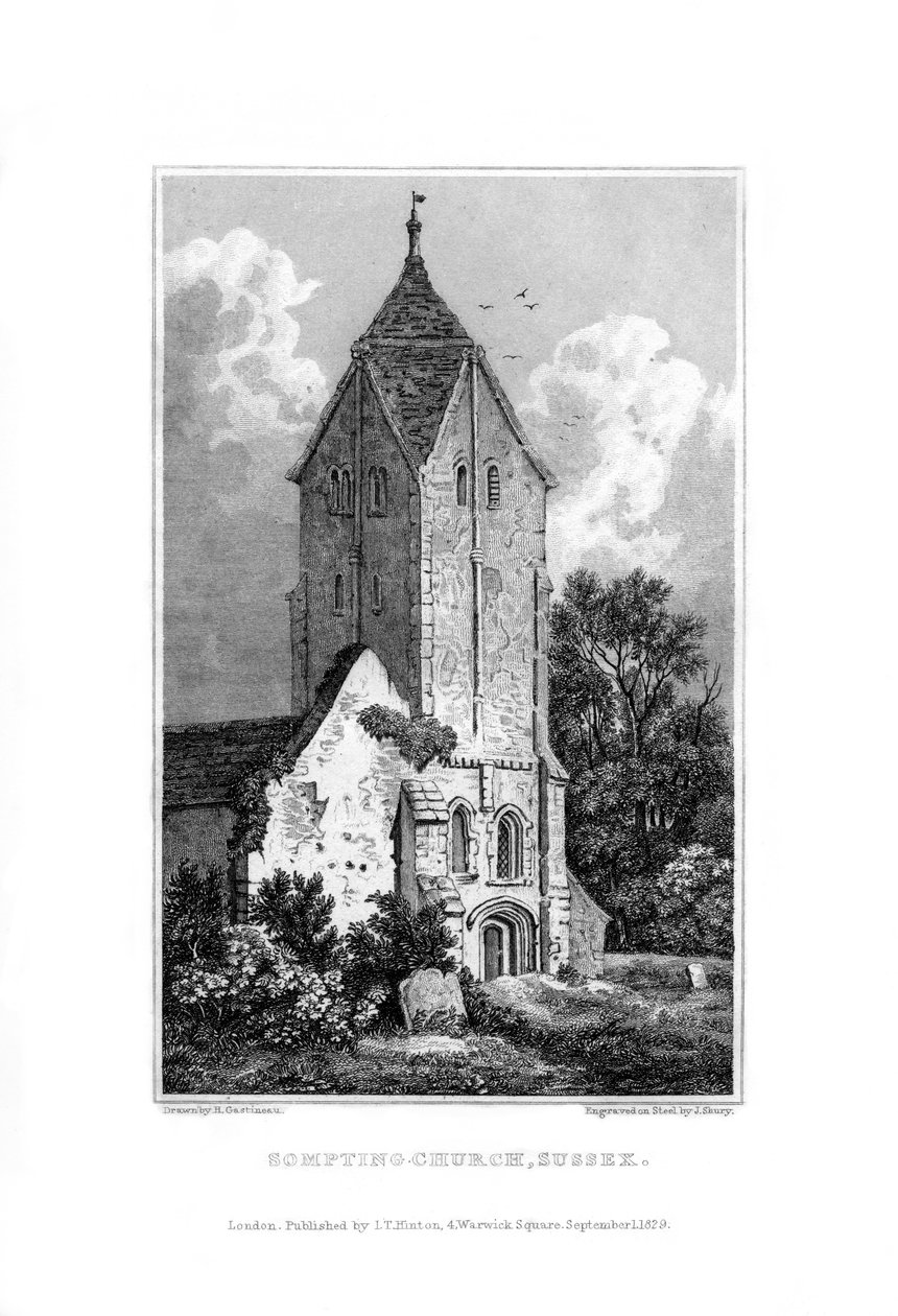 Sompting Church, Sussex, 1829. av John Shury
