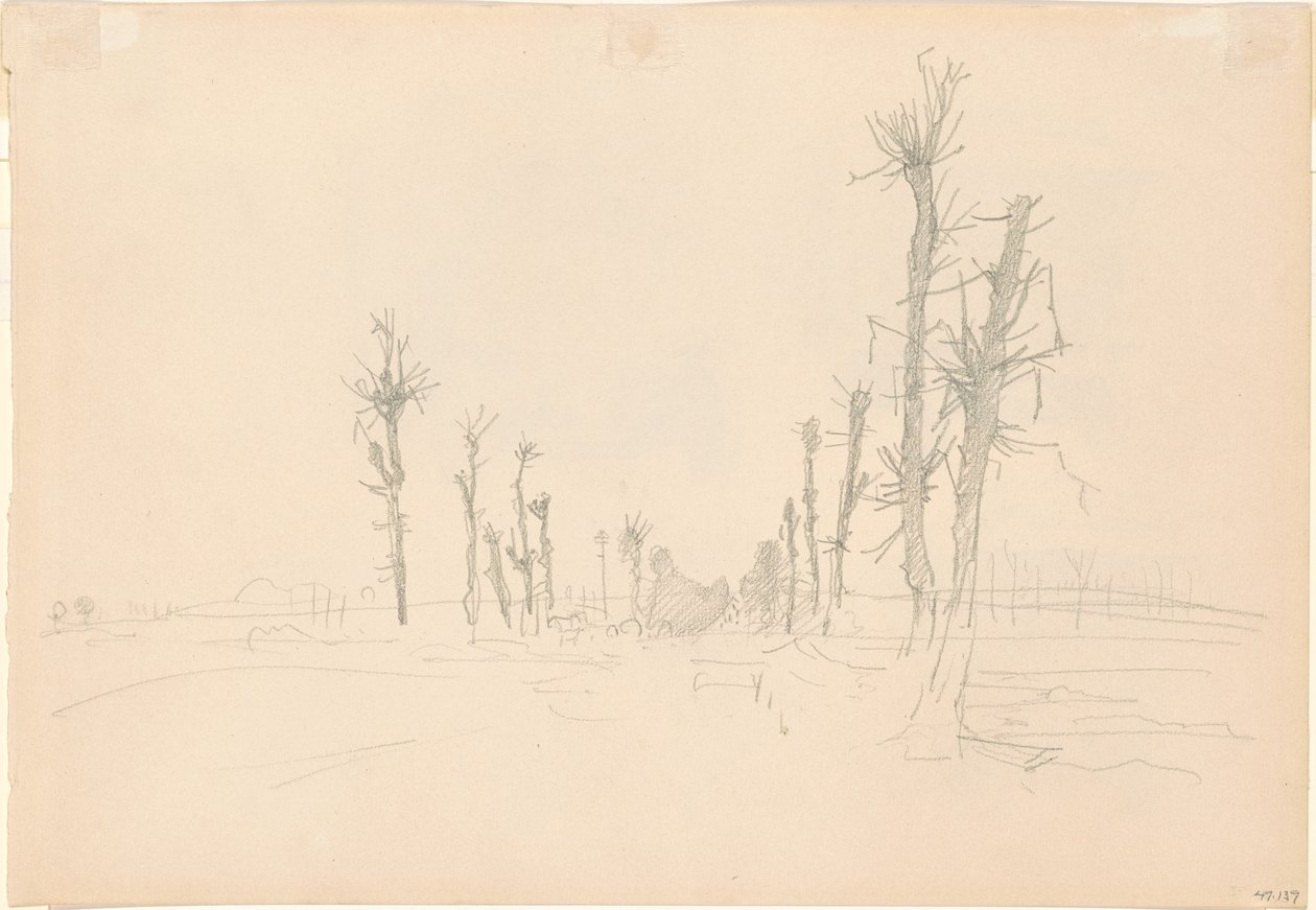 Ødelagt landskap [verso], 1918. av John Singer Sargent