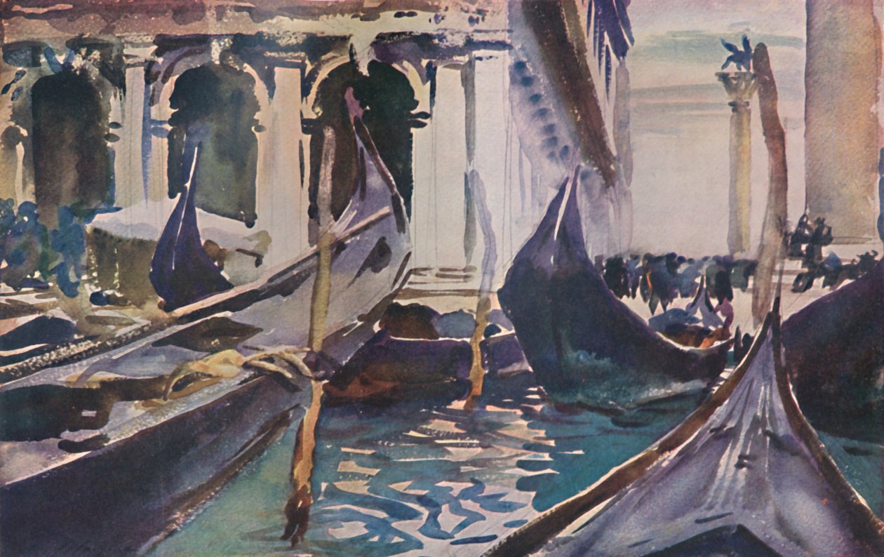 Gondoler ved Piazzetta, c1904, 1925. av John Singer Sargent