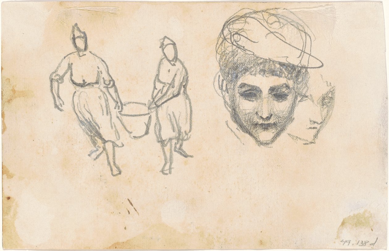 Studier av bønder [verso], 1870-1872. av John Singer Sargent