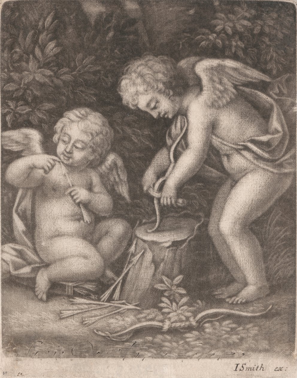 Cupids prøver ut en bue av John Smith