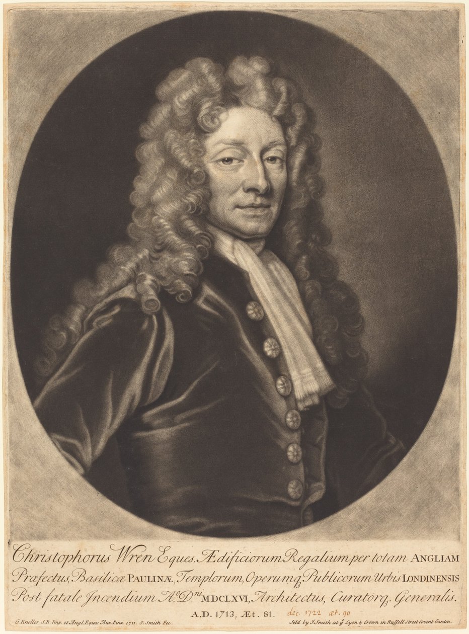 Sir Christopher Wren av John Smith after Sir Godfrey Kneller