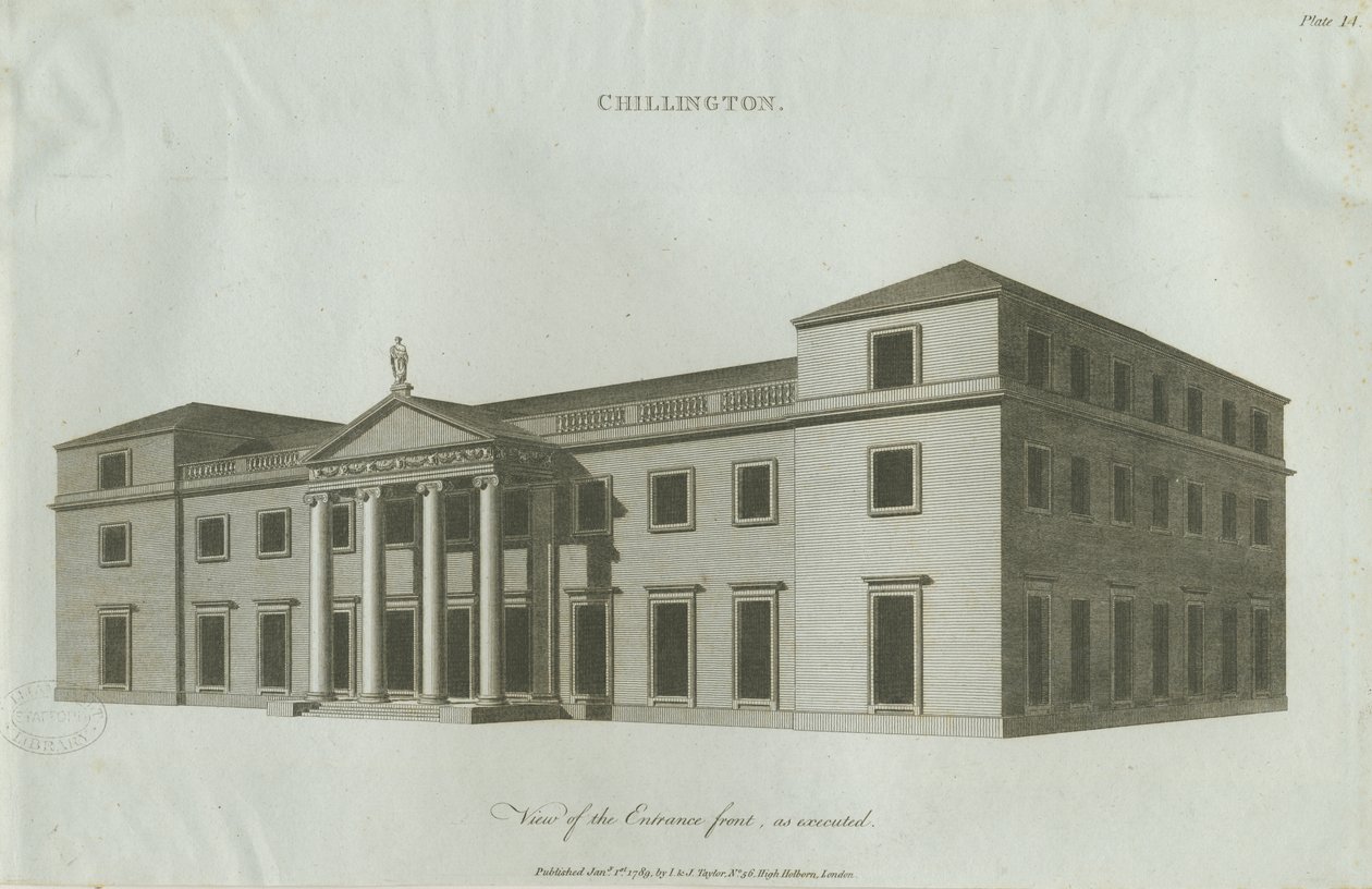 Chillington Hall: gravering, 1789 av John Soane