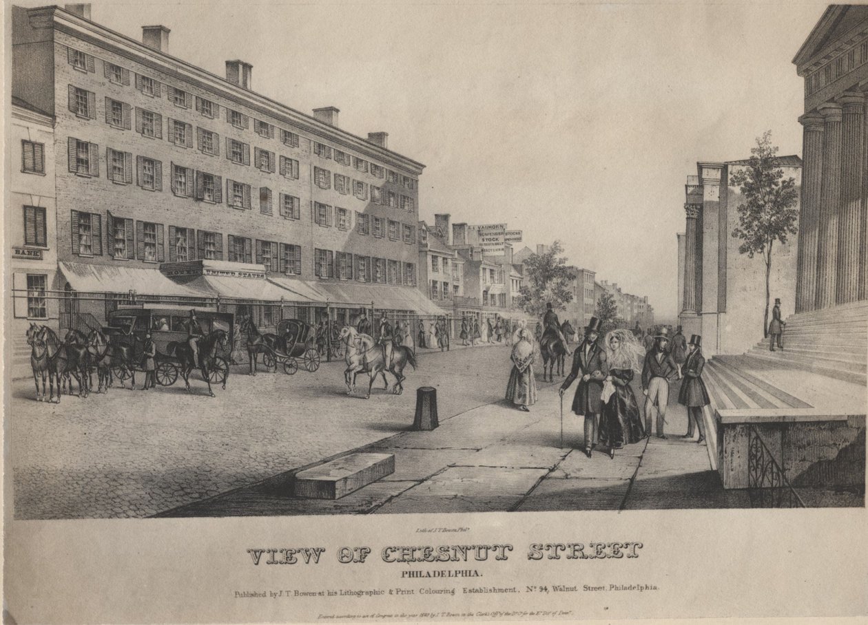 Utsikt over Chestnut Street, Philadelphia av John T. Bowen