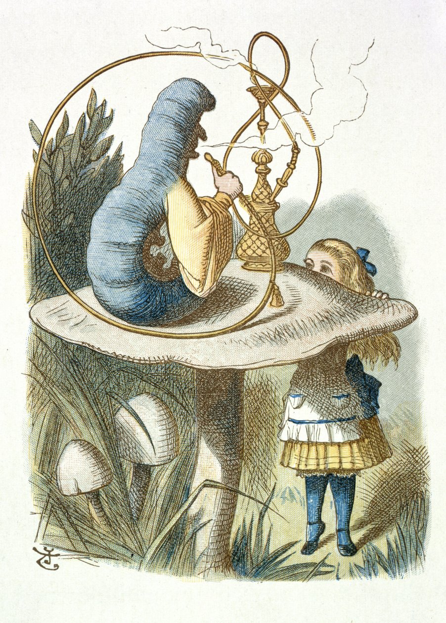 Alice møter den blå larven av John Tenniel