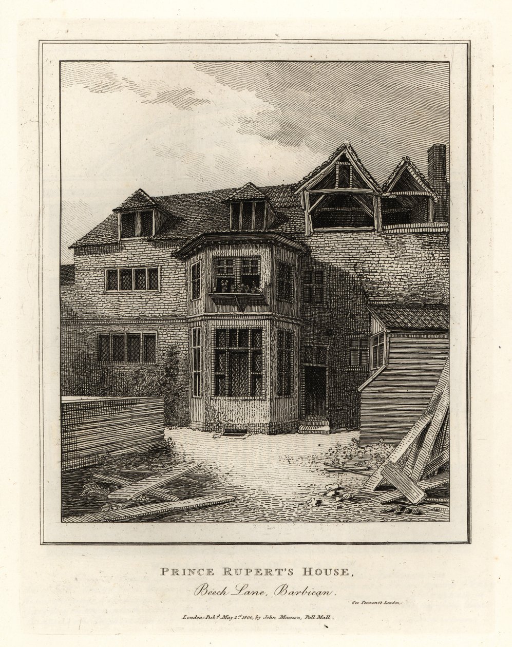 Prince Ruperts hus, Beech Lane, Barbican av John Thomas Smith
