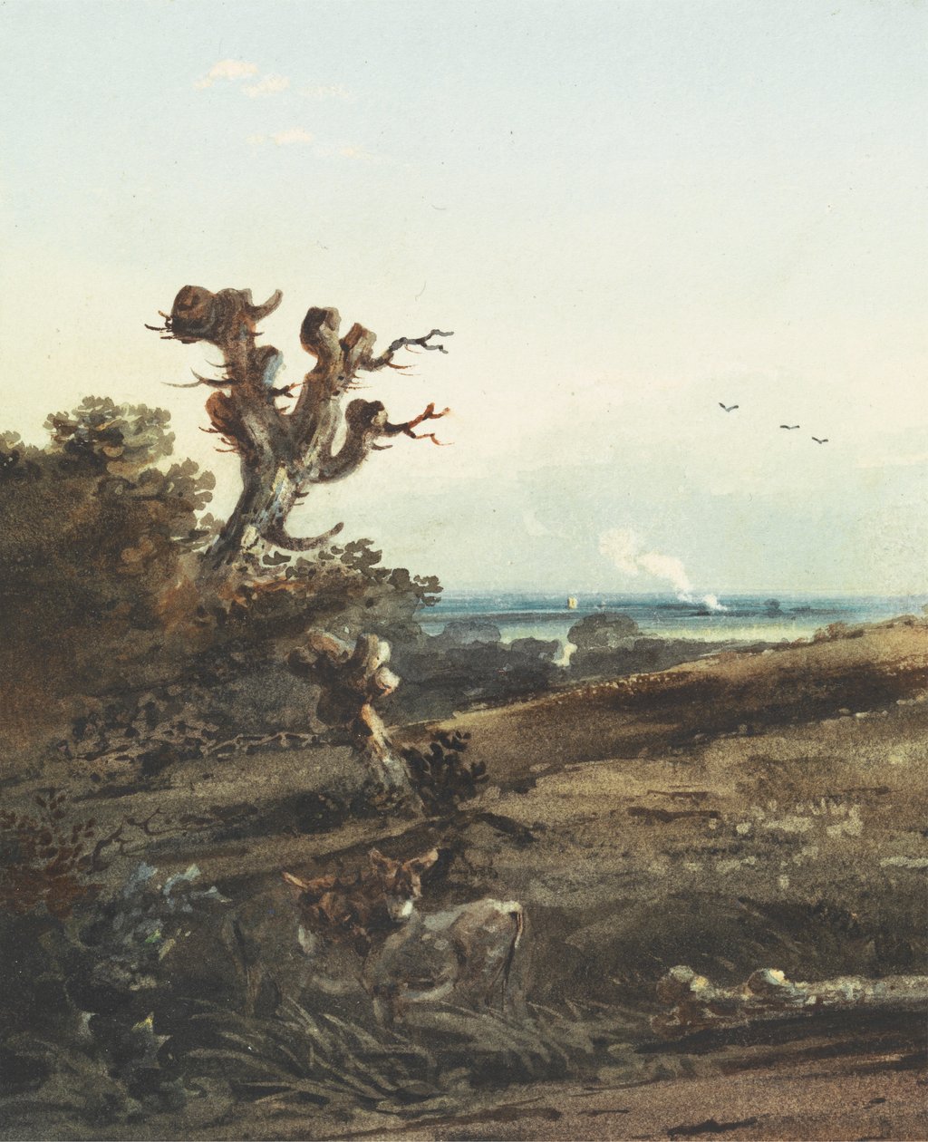 To esler i et landskap av John Varley