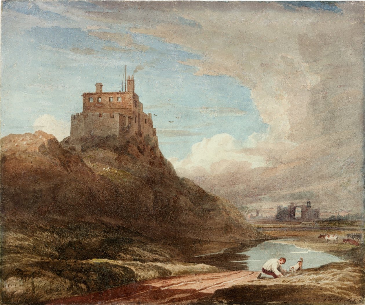 Utsikt over Holy Island Castle av John Varley