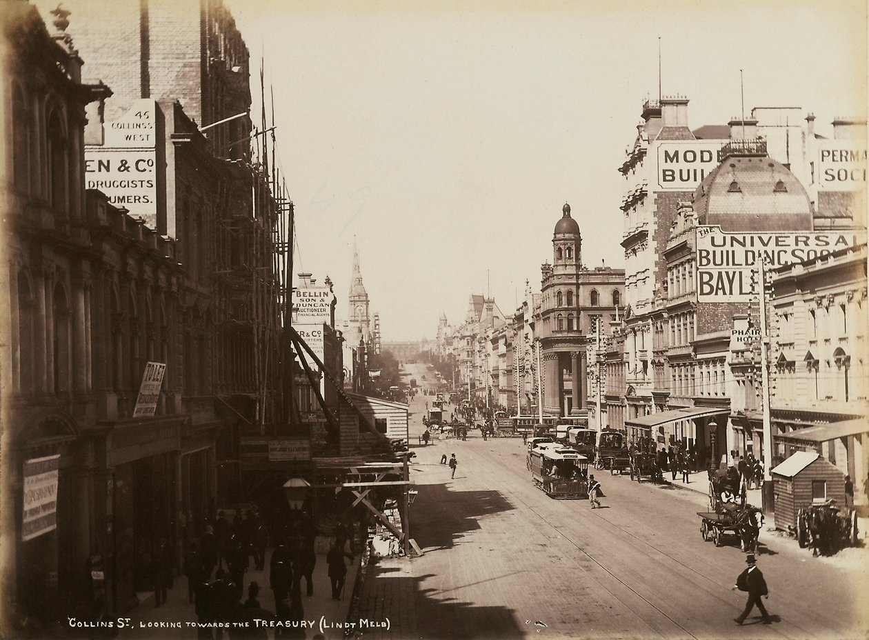 Collins Street, Melbourne, ca. 1880 av John W. Lindt
