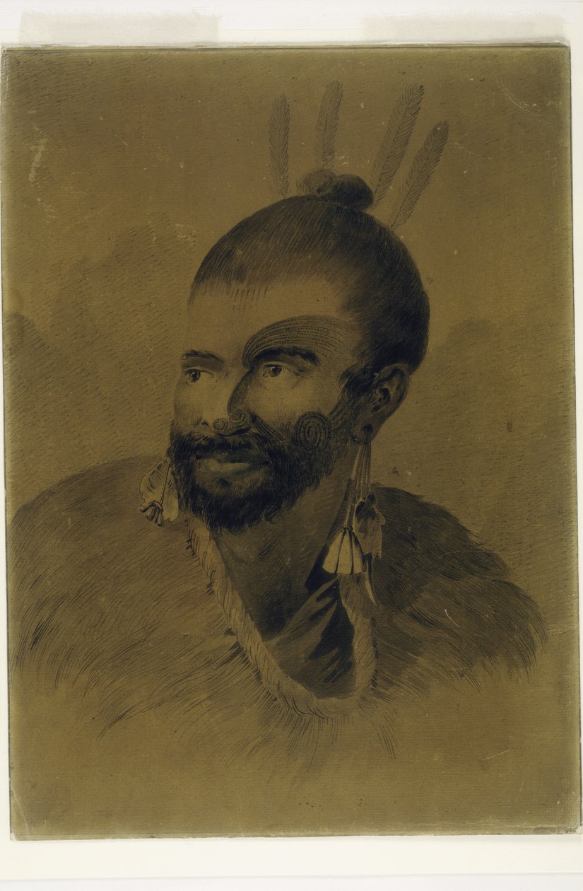 Portrett av en New Zealander, ca. 1777 av John Webber