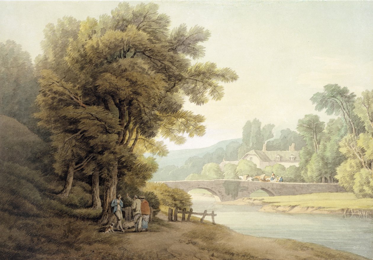 Dunsford Bridge (wc på papir) av John White Abbott