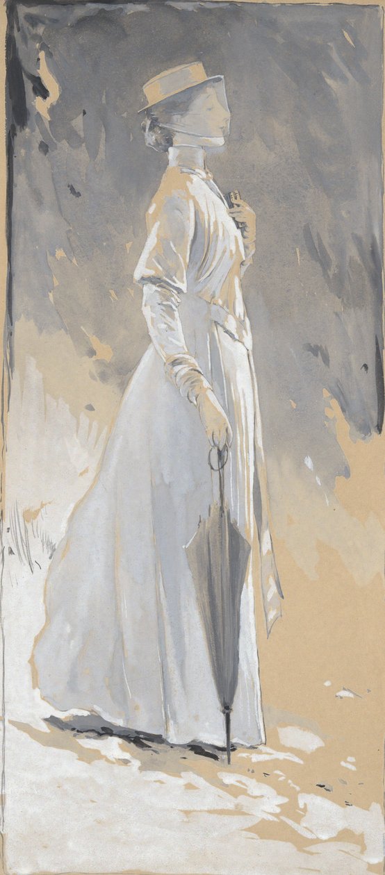 Ung kvinne i hvitt: Miss Cynthia av John White Alexander