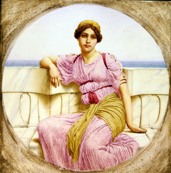 Refleksjoner, 1918 (wc på papir) av John William Godward