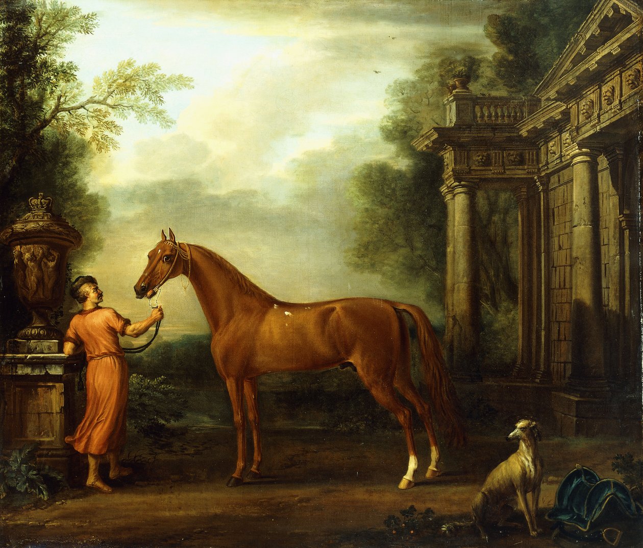 The Chestnut Arabian of Hampton Court, ca. 1726 av John Wootton