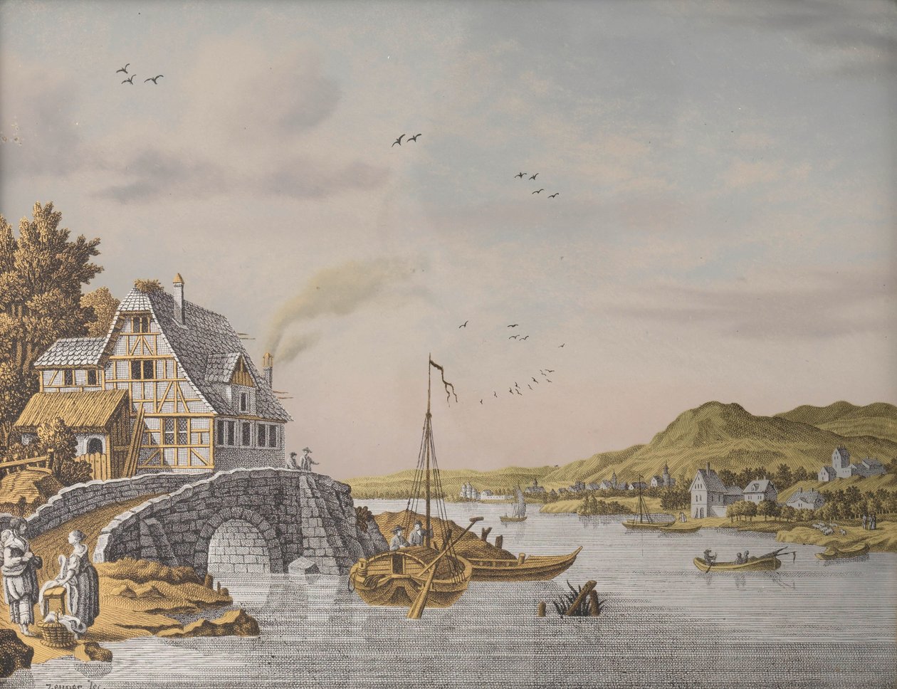 Hus langs en elv av Jonas Zeuner