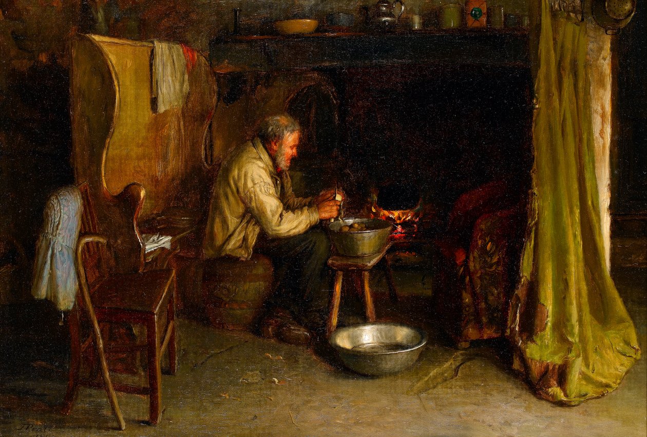 Å skrelle potetene, 1900 av Jonathan Pratt