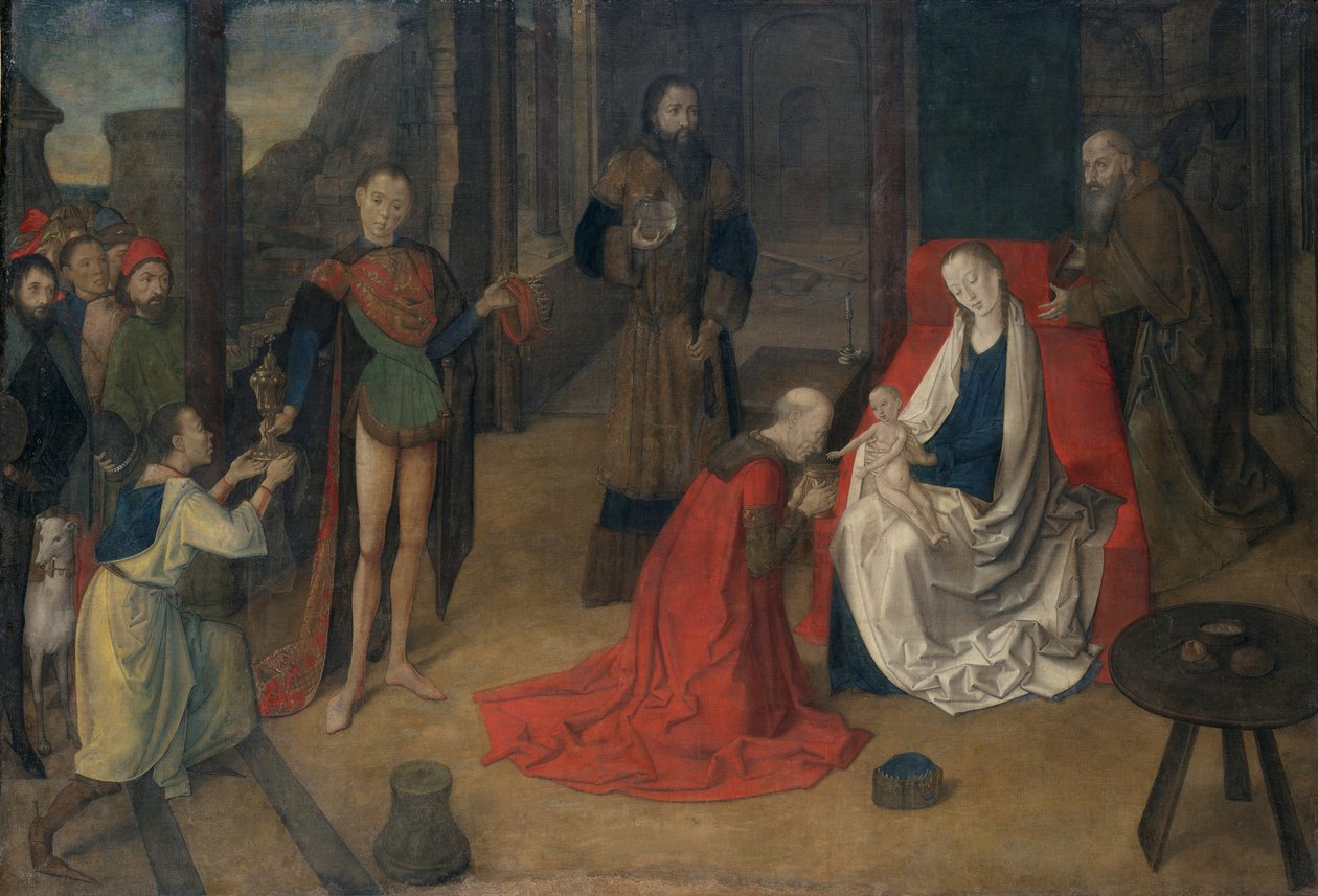 Adoration of Magi, 1465 (tempera på lerret) av Joos van Wassenove