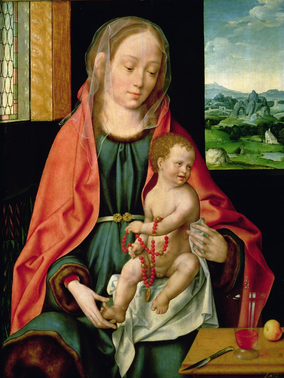 Jomfru og barn, 1530 (panel) av Joos van Cleve