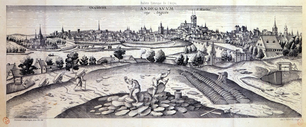 Et skiferbrudd i Angers, 1561 av Joris Hoefnagel