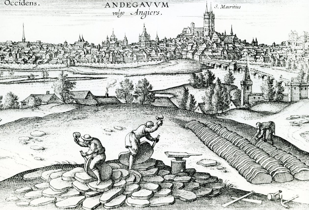 Skiferbrudd i Angers, 1561 av Joris Hoefnagel