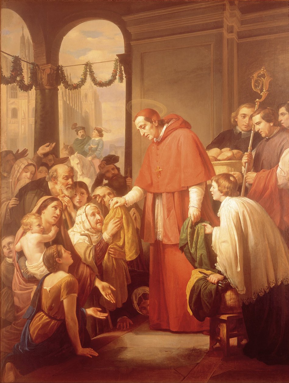 Saint Charles Borromeo deler ut almisse til folket av José Salomé Pina